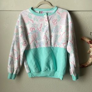 Vintage Bolo Spirit 80’s style colorblock floral pullover sweater
